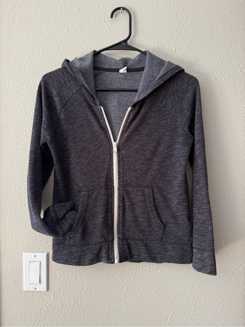 Soft Old Navy Girls zip up hoodie jacket- heathered charcoal grey-  Large